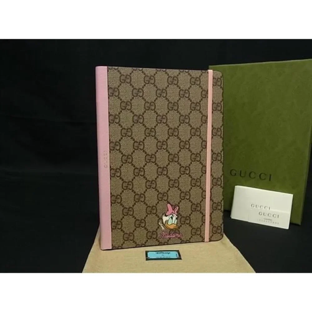 Gucci Disney Collaboration Daisy GG Pattern Leather Notebook Brown